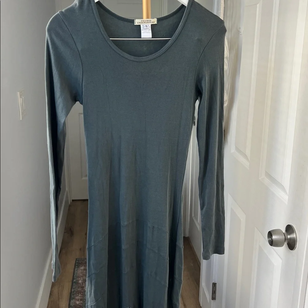Prairie Underground Organic Cotton Longsleeve Boho Midi Dress Atlantic Blue S - Picture 3 of 8